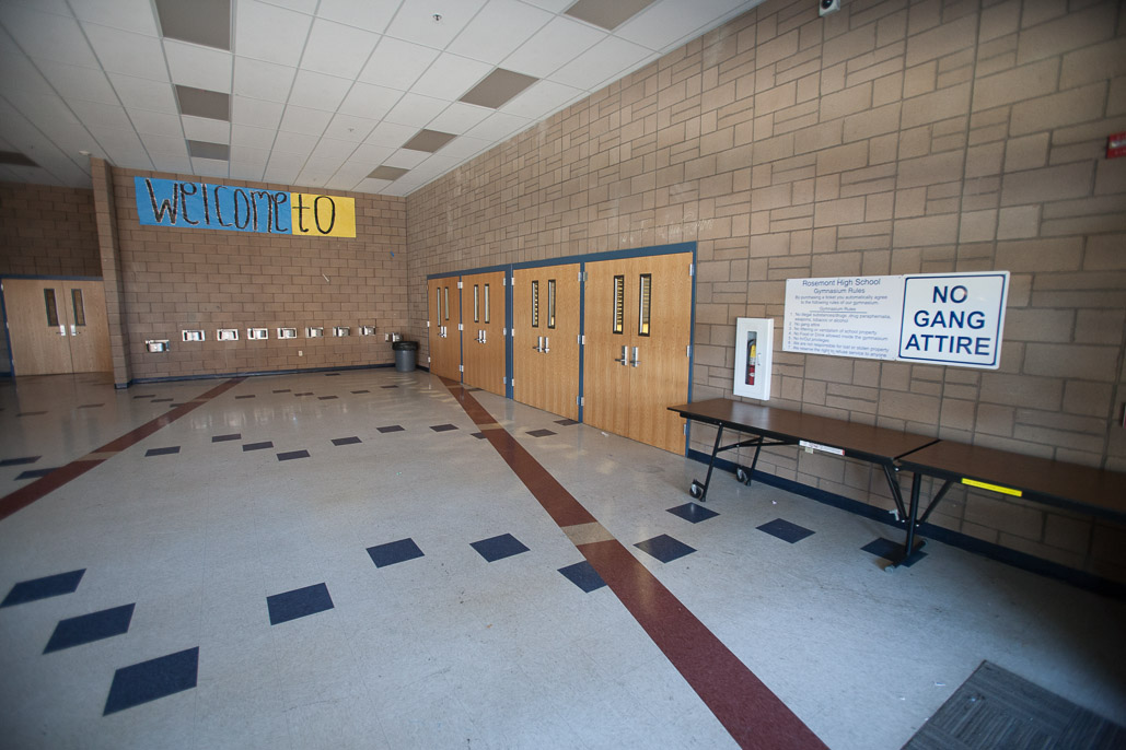 Lobby and Doors to Large Gymnasium - Note Fountains