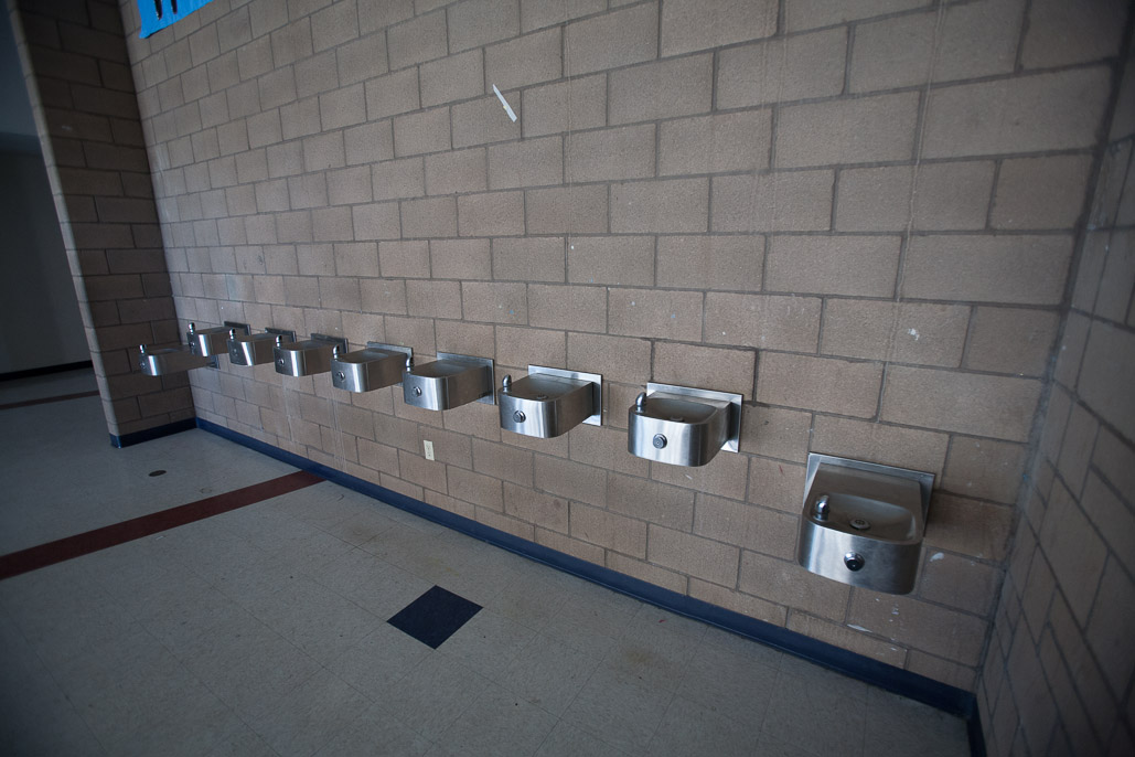 Water Fountains in Lobby of Large and Small Gymnasiums